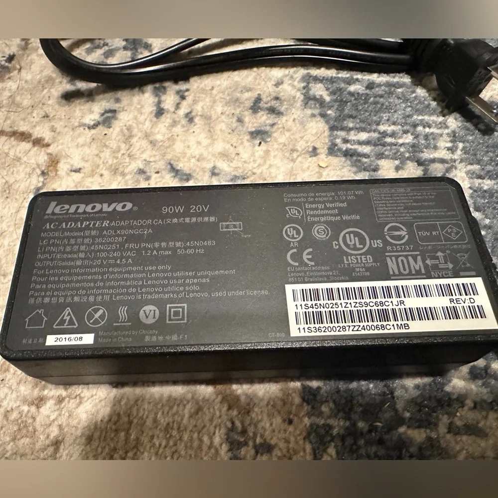 Lenovo ADLX90NCC2A - 90W 20V 4.5A Slim AC Adapter Cable - IdeaPad ThinkPad